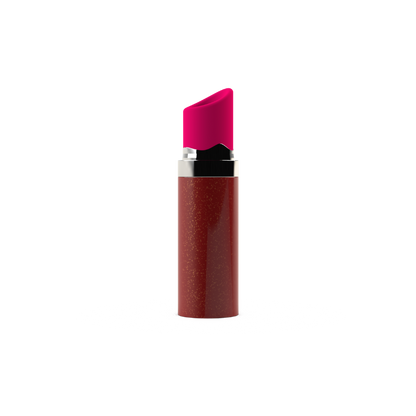Lipstick-inspire clit sucker vibrator with pink color and brown body on a white background