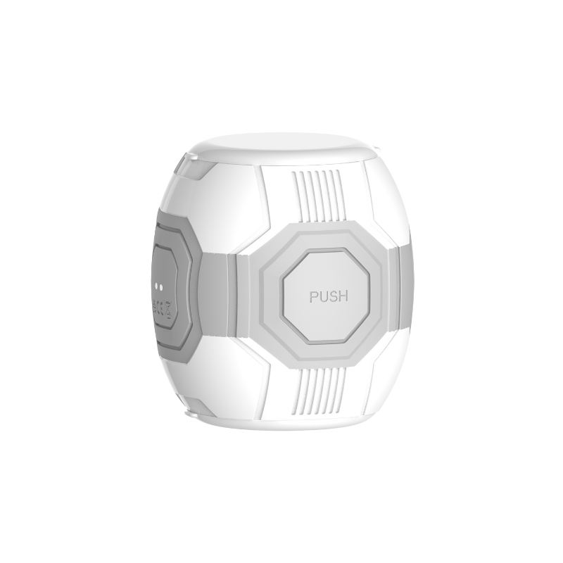 White and gray cube with rounded corners male masturbator button on a white background